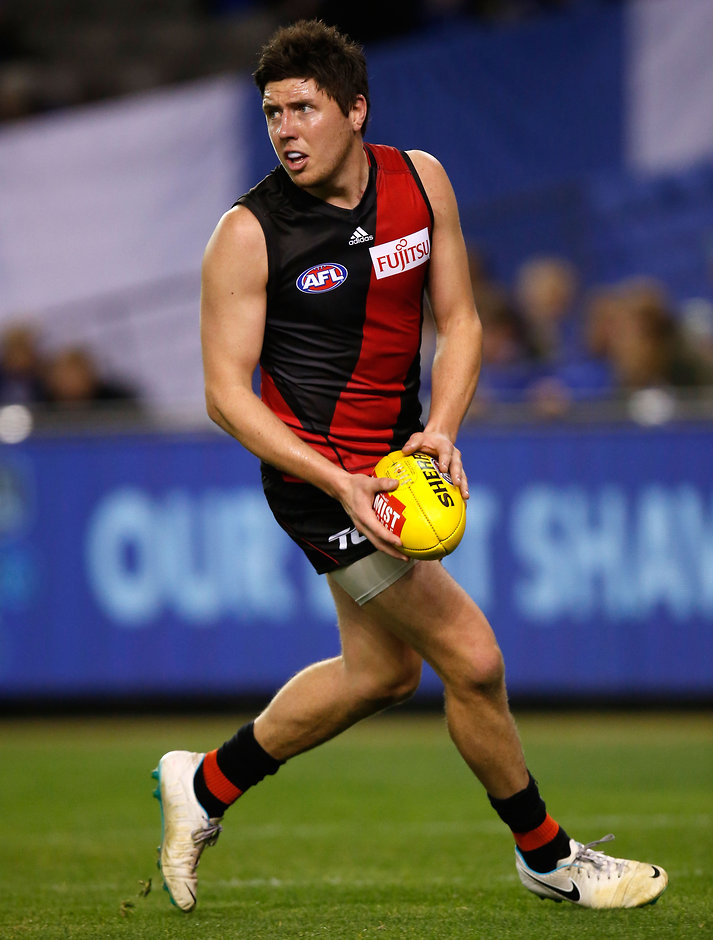 AFL 2015 Rd 16 - North Melbourne v Essendon MELBOURNE, AUSTRALIA - JULY 17: Nick O'Brien of the Bombers in action during the 2015 AFL round 16 match between the North Melbourne Kangaroos and the Essendon Bombers at Etihad Stadium, Melbourne, Australia on July 17, 2015. (Photo by Michael Willson/AFL Media)